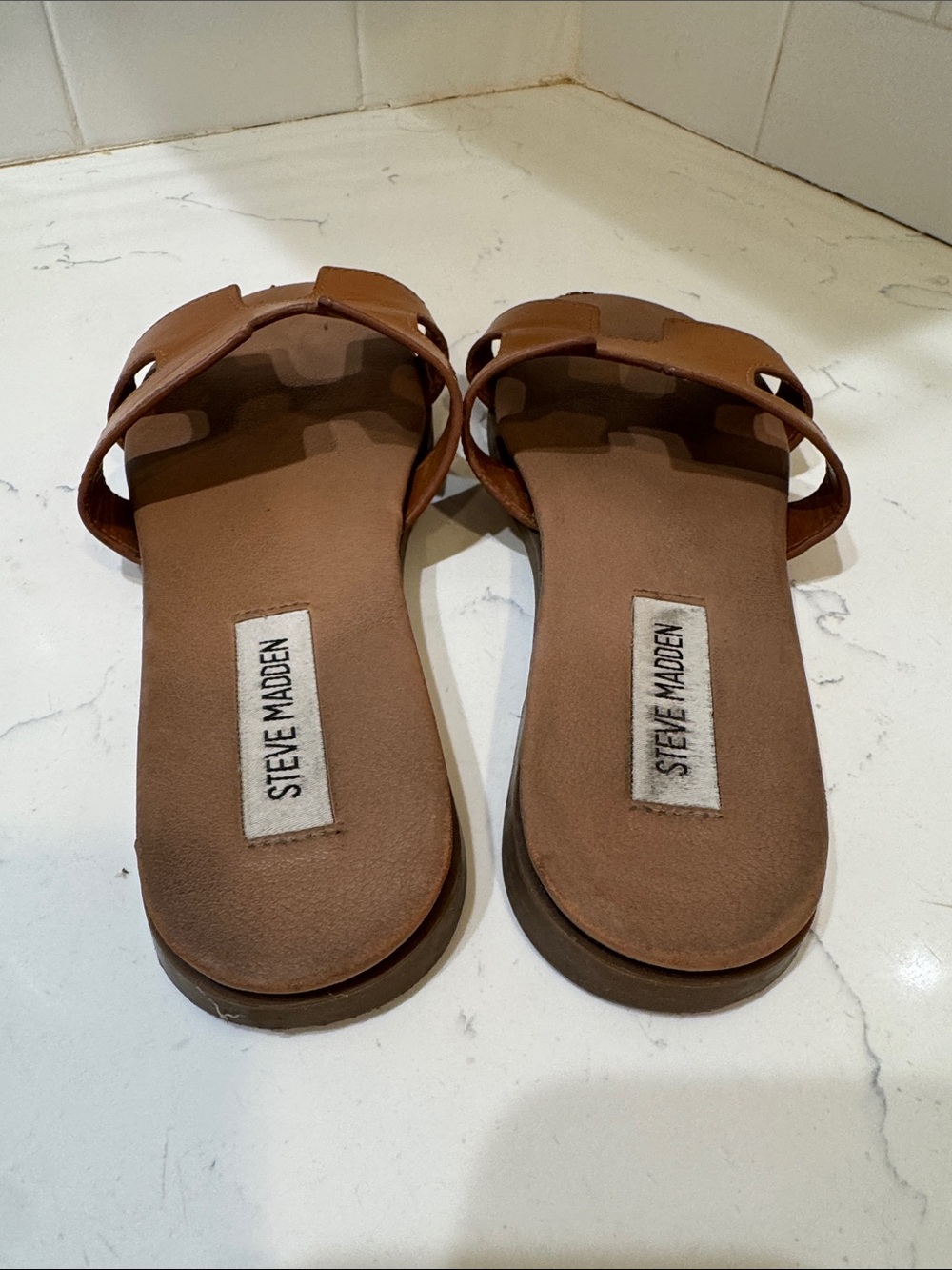 Steve Madden Tan Brown Slide Sandals with Cutout Strap 8.5 - Picture 6 of 10